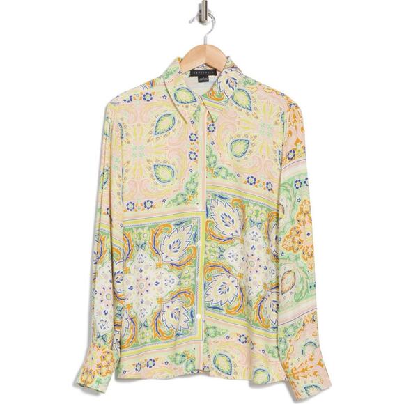 NWT Sanctuary The Vintage Scarf Paisley Long Sleeve Button-Up Shirt - Picture 3 of 8